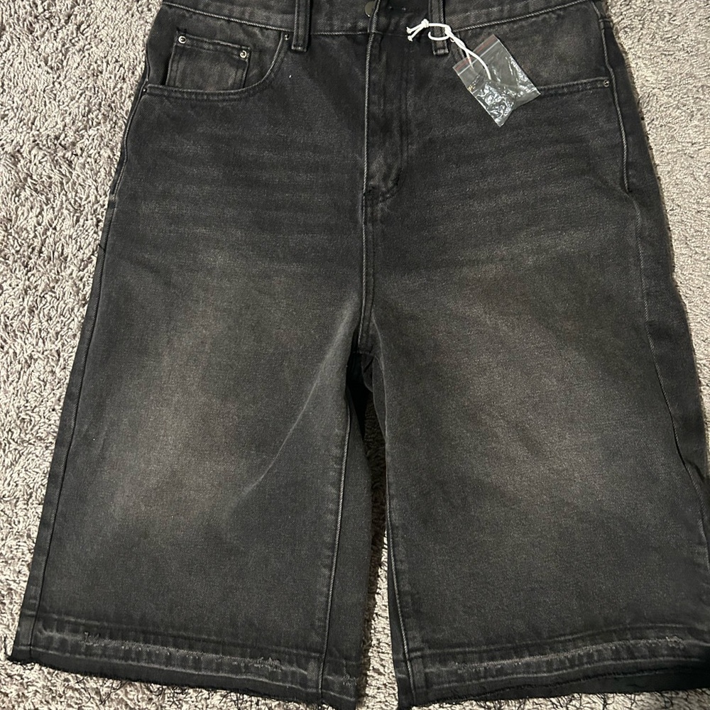 MNML Black Washed Denim Jean Shorts